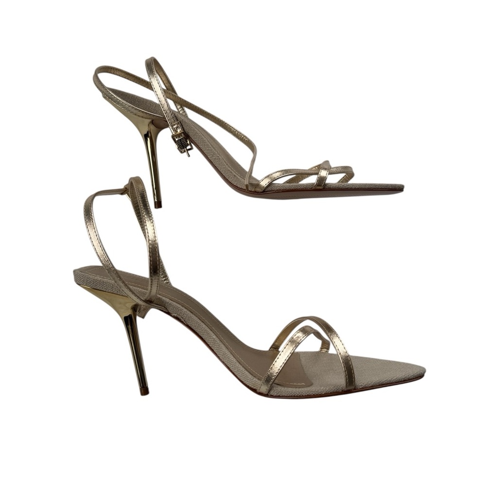 Joie Gold Leather Metallic Strappy Heels, Size 39